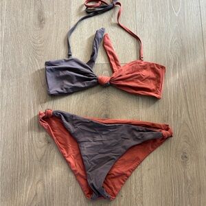 Kikirio X Free People knot bandeau two tone bikini